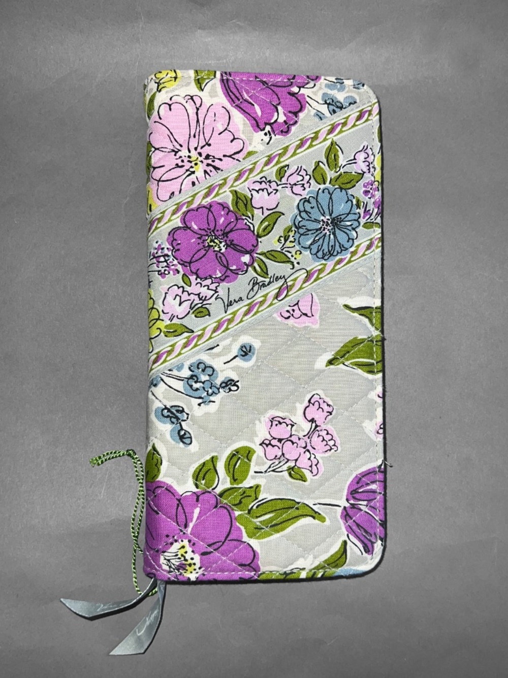 Vera Bradley Long Gray Floral Passport Wallet